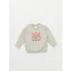 LCW baby BEYAZ Bisiklet Yaka Uzun Kollu Kız Bebek Sweatshirt ve Tayt 2li Takım