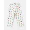 LCW baby EKRU Polo Yaka Çiçekli Kız Bebek Pijama Takım