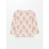 LCW baby PEMBE Bisiklet Yaka Uzun Kollu Çiçekli Kız Bebek Pijama Takımı