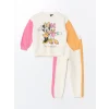 LCW Kids EKRU Bisiklet Yaka Uzun Kollu Minnie Mouse Baskılı Kız Bebek Sweatshirt ve Eşofman Alt 2li