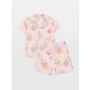LCW baby PEMBE Polo Yaka Kız Bebek Şortlu Pijama Takımı