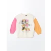 LCW Kids EKRU Bisiklet Yaka Uzun Kollu Minnie Mouse Baskılı Kız Bebek Sweatshirt ve Eşofman Alt 2li
