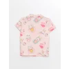 LCW baby PEMBE Polo Yaka Kız Bebek Şortlu Pijama Takımı