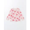 LCW baby PEMBE Bisiklet Yaka Uzun Kollu Baskılı Kız Bebek Pijama Takımı