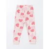 LCW baby PEMBE Bisiklet Yaka Uzun Kollu Baskılı Kız Bebek Pijama Takımı
