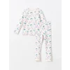 LCW Kids PEMBE Bisiklet Yaka Baskılı Uzun Kollu Kız Çocuk Pijama Takımı