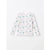 LCW Kids PEMBE Bisiklet Yaka Baskılı Uzun Kollu Kız Çocuk Pijama Takımı
