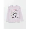 LCW Kids LİLA Bisiklet Yaka Baskılı Uzun Kollu Kız Çocuk Pijama Takımı