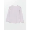 LCW Kids LİLA Bisiklet Yaka Baskılı Uzun Kollu Kız Çocuk Pijama Takımı