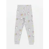 LCW Kids PEMBE Bisiklet Yaka Baskılı Uzun Kollu Kız Çocuk Pijama Takımı