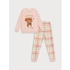 LCW Kids PEMBE Bisiklet Yaka Polar Kız Çocuk Pijama Takımı