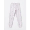 LCW Kids EKRU Bisiklet Yaka Baskılı Uzun Kollu Kız Çocuk Pijama Takımı