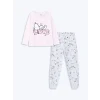 LCW Kids PEMBE Bisiklet Yaka Snoopy Baskılı Uzun Kollu Kız Çocuk Pijama Takımı