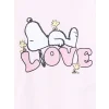 LCW Kids PEMBE Bisiklet Yaka Snoopy Baskılı Uzun Kollu Kız Çocuk Pijama Takımı