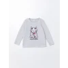 LCW Kids GRİ Bisiklet Yaka Polar Kız Çocuk Pijama Takımı