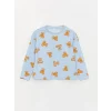 LCW Kids MAVİ Bisiklet Yaka Baskılı Uzun Kollu Kız Çocuk Pijama Takımı