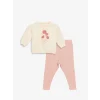 LCW baby EKRU Bisiklet Yaka Baskılı Kız Bebek Sweatshirt ve Eşofman Alt 2li Takım