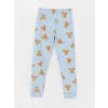 LCW Kids MAVİ Bisiklet Yaka Baskılı Uzun Kollu Kız Çocuk Pijama Takımı