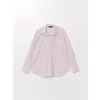 LCW Vision PEMBE Çizgili Uzun Kollu Oversize Kadın Gömlek