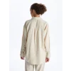 XSIDE BEJ Düz Uzun Kollu Keten Karışımlı Kadın Gömlek