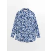 LCWAIKIKI Classic MAVİ Desenli Kadın Gömlek Tunik