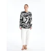 LCWAIKIKI Basic EKRU Bisiklet Yaka Desenli Kadın Sweatshirt Tunik
