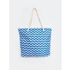 LCW ACCESSORIES MAVİ Çizgi Desenli Kadın Plaj Çantası