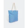 LCW ACCESSORIES MAVİ Çizgi Desenli Kadın Plaj Çantası