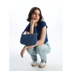 LCW ACCESSORIES MAVİ Ekose Desenli Kadın Baget Çanta