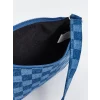 LCW ACCESSORIES MAVİ Ekose Desenli Kadın Baget Çanta