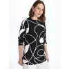 LCWAIKIKI Basic SİYAH Bisiklet Yaka Desenli Kadın Sweatshirt Tunik