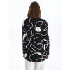 LCWAIKIKI Basic SİYAH Bisiklet Yaka Desenli Kadın Sweatshirt Tunik