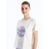 LCW Young LİLA Bisiklet Yaka Baskılı Kısa Kollu Kadın Kaprili Pijama Takımı