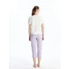 LCW Young LİLA Bisiklet Yaka Baskılı Kısa Kollu Kadın Kaprili Pijama Takımı