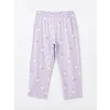 LCW Young LİLA Bisiklet Yaka Baskılı Kısa Kollu Kadın Kaprili Pijama Takımı