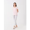 LCW DREAM PEMBE Bisiklet Yaka Desenli Uzun Kollu Kadın Pijama Takımı