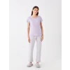 LCW DREAM LİLA Bisiklet Yaka Desenli Kısa Kollu Kadın Pijama Takımı