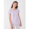 LCW DREAM LİLA Bisiklet Yaka Desenli Kısa Kollu Kadın Pijama Takımı