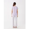 LCW DREAM LİLA Bisiklet Yaka Desenli Kısa Kollu Kadın Pijama Takımı