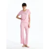 LCW Young PEMBE Bisiklet Yaka Baskılı Kısa Kollu Kadın Pijama Takımı
