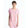 LCW Young PEMBE Bisiklet Yaka Baskılı Kısa Kollu Kadın Pijama Takımı