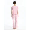 LCW Young PEMBE Bisiklet Yaka Baskılı Kısa Kollu Kadın Pijama Takımı