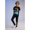 Defacto B5575 Siyah Erkek Çocuk Batman Pijama Takımı Kısa Kollu Üst Beli Lastikli Uzun Alt