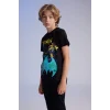 Defacto B5575 Siyah Erkek Çocuk Batman Pijama Takımı Kısa Kollu Üst Beli Lastikli Uzun Alt