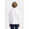 Defacto C0603 Beyaz Erkek Çocuk Polo Yaka Oxford Uzun Kollu Gömlek