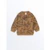 LCW baby BEJ Bisiklet Yaka Baskılı Erkek Bebek Sweatshirt ve Eşofman Alt 2li Takım