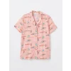 LCW DREAM PEMBE Gömlek Yaka Desenli Kısa Kollu Kadın Kaprili Pijama Takımı