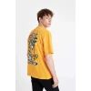 Defacto C5752 Sarı Comfort Regular Fit Rahat Kalıp Bisiklet Yaka Sırt Baskılı Kısa Kollu Tişört