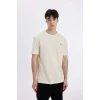 Defacto C6241 Bej Regular Fit Bisiklet Yaka Sırt Baskılı Kısa Kollu Tişört