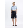 Defacto C0739 Mavi Coool Oversize Geniş Kalıp Cep Detaylı Crop Kısa Kollu Gömlek